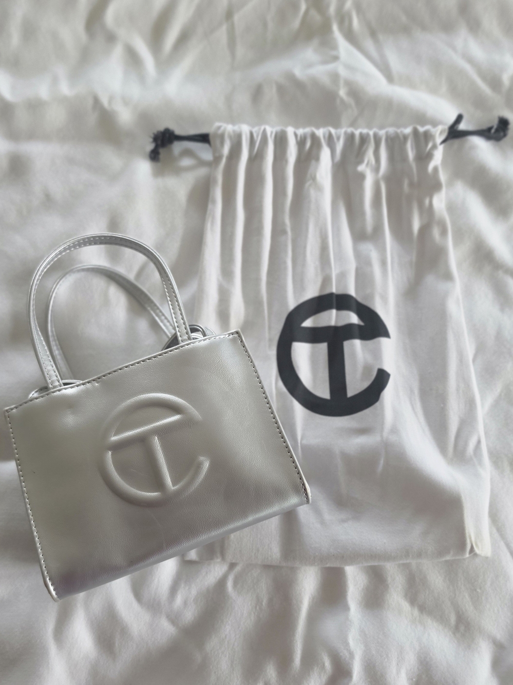 Telfar Silver Mini Shopping Bag Crossbody